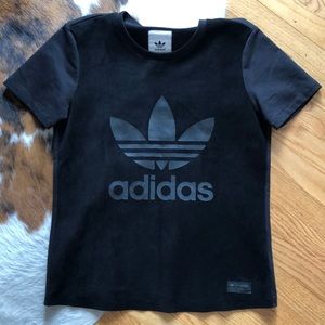 Adidas Trefoil Short Sleeve Tee Shirt Black Suede